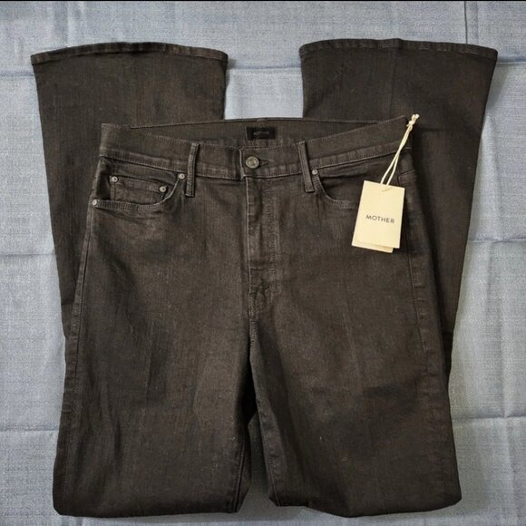 Nwt MOTHER The Weekender Not Guilty Black Flare Jeans Size 31